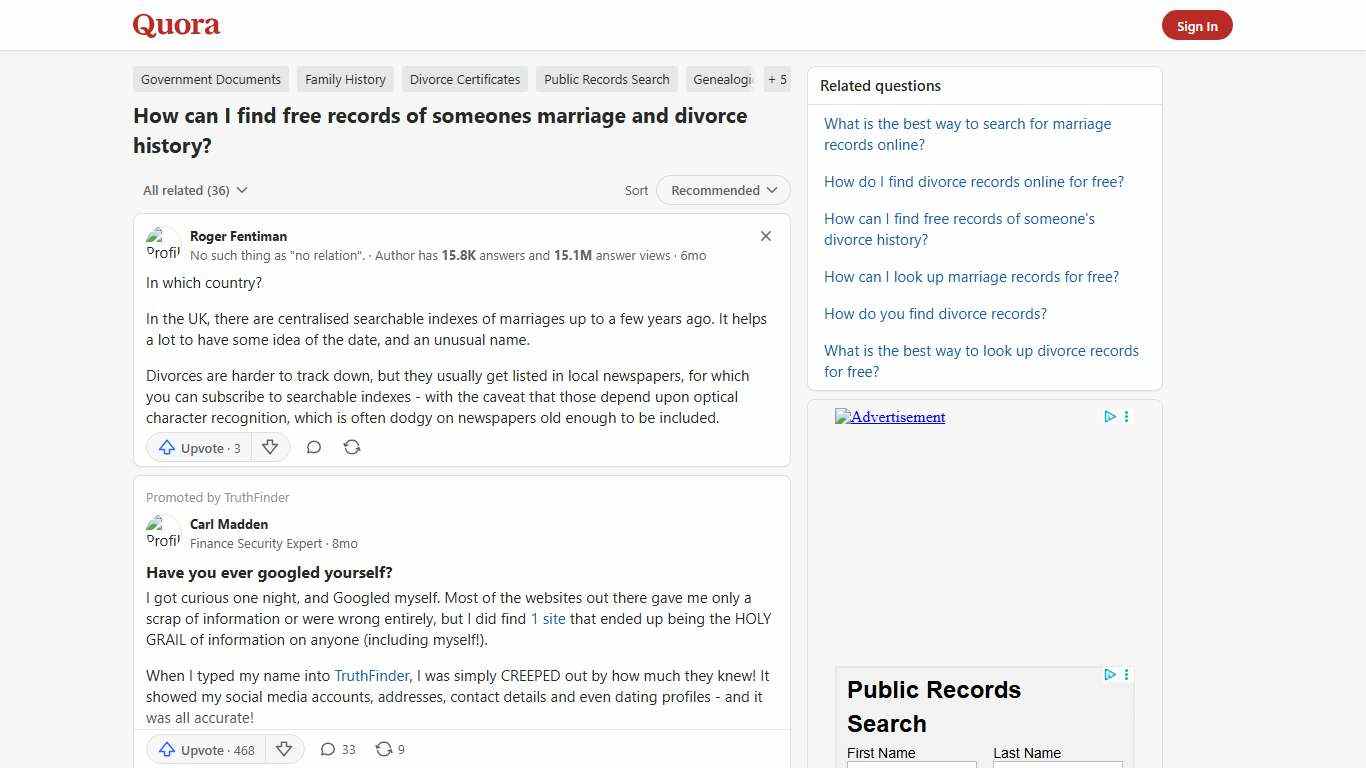 How to find free records of someones marriage and divorce history - Quora