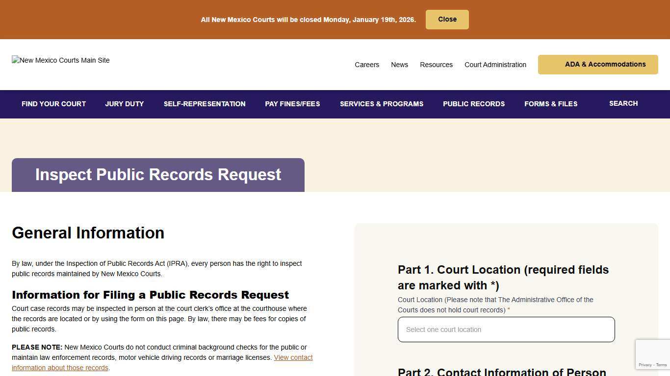 Inspect Public Records Request - IPRA